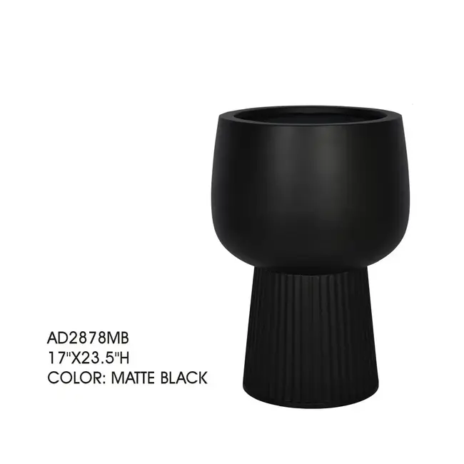 17" Matte Black Pedestal Pot
