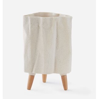 8" Tall Sandstone Stoneware Planter w/ Legs