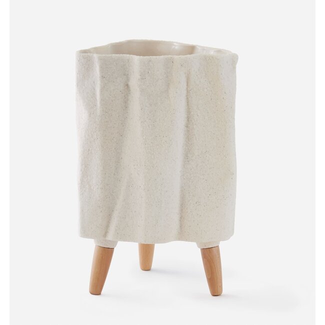 8" Tall Sandstone Stoneware Planter w/ Legs