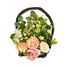 16" Basket Decor w/ Peonies