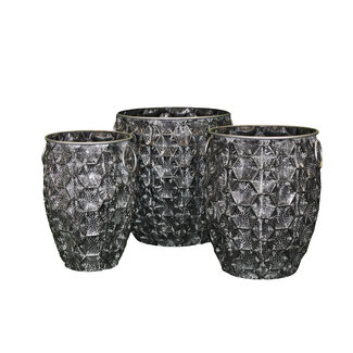 Urban Round Black Honeycomb Planter