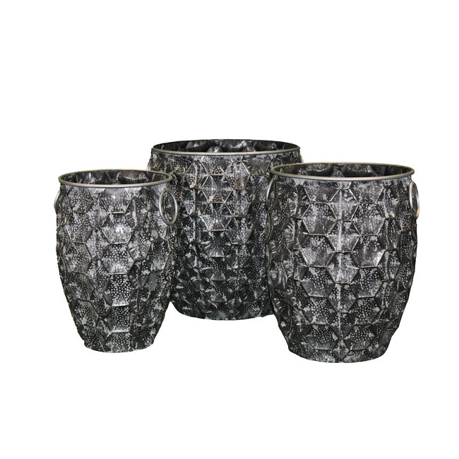 Urban Round Black Honeycomb Planter