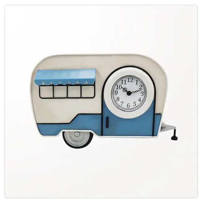 Blue Travel Trailer Clock