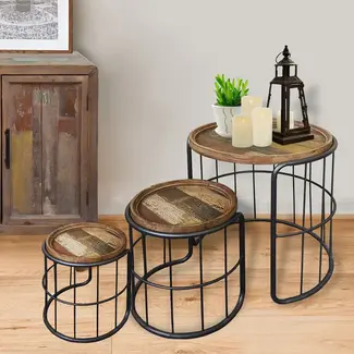 Wood & Metal Nesting Table