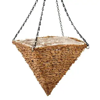 Pyramidal Wood Woven Hanging Basket