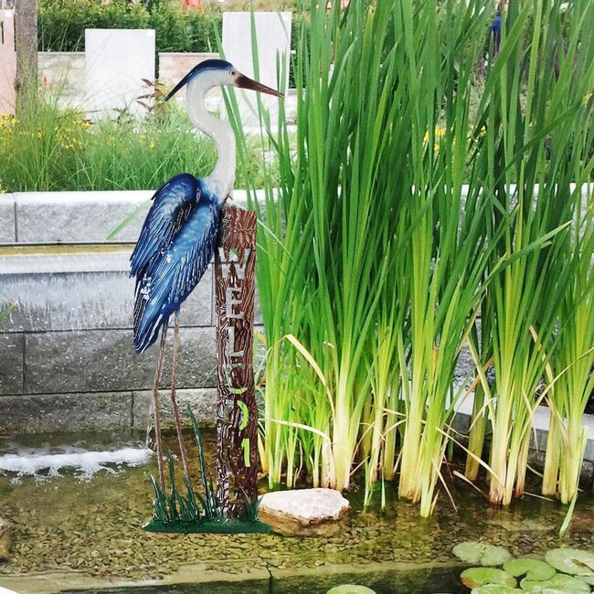 Blue Metal Lawn Heron