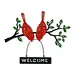 Metal Red Birds on Branch Welcome Sign