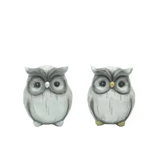 Grey Wood Carved Owl