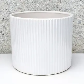 4" Glazed Ribbed Pot White