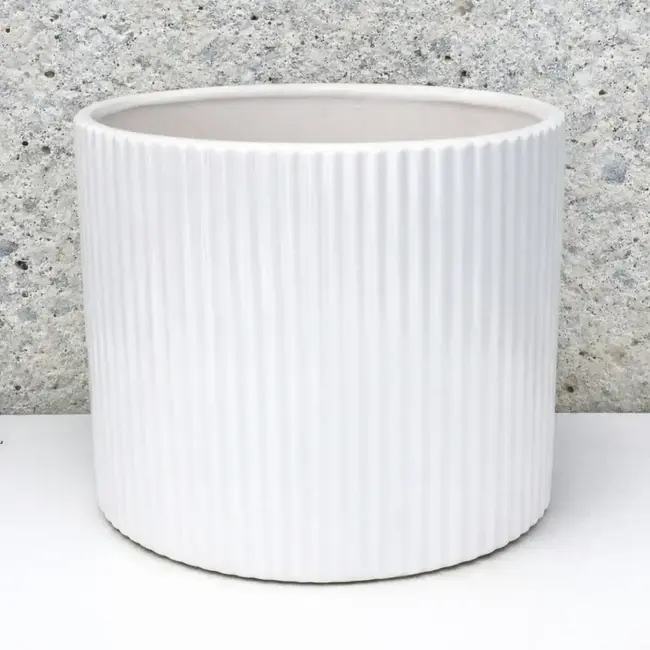 4" Glazed Ribbed Pot White