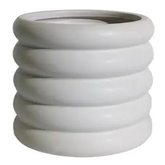 6" Rings Ceramic Pot White