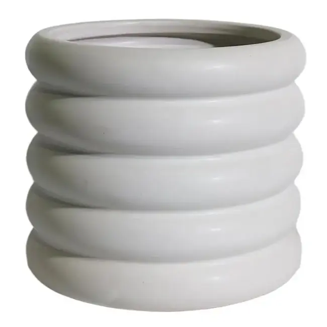 6" Rings Ceramic Pot White