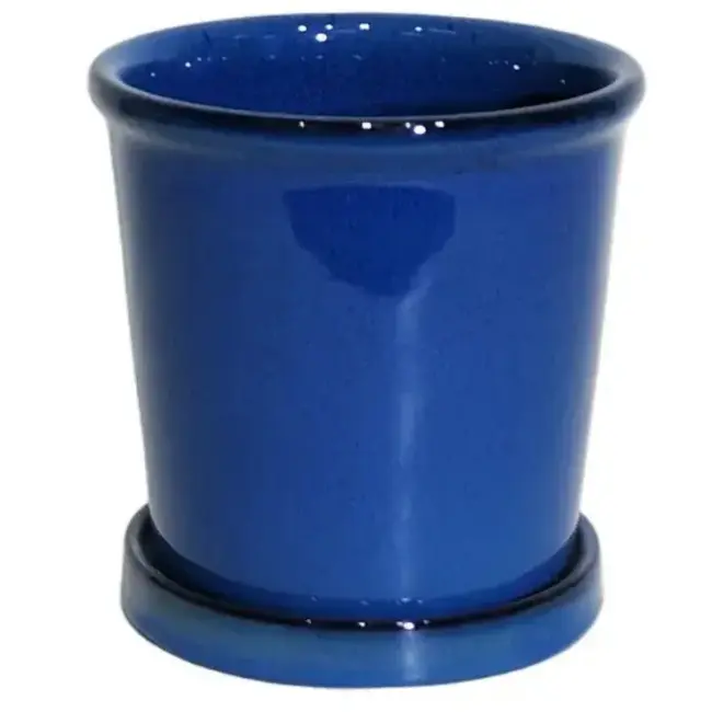6" Reactive Glaze Ceramic Pot w/ Saucer