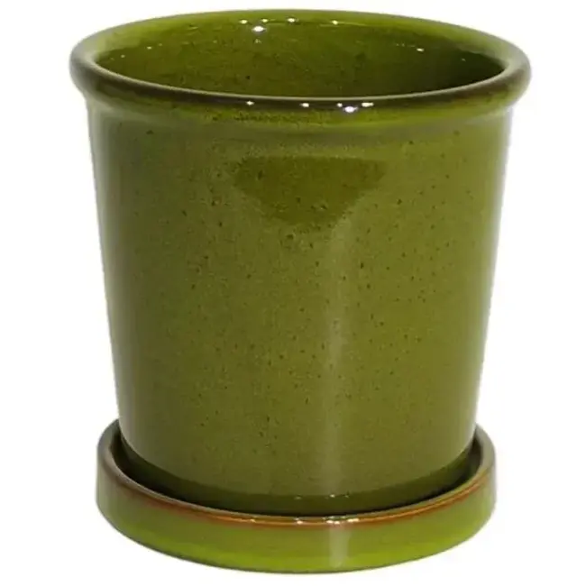 6" Reactive Glaze Ceramic Pot w/ Saucer
