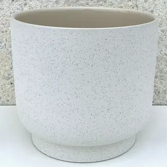 8" Speckled White Ceramic Pot