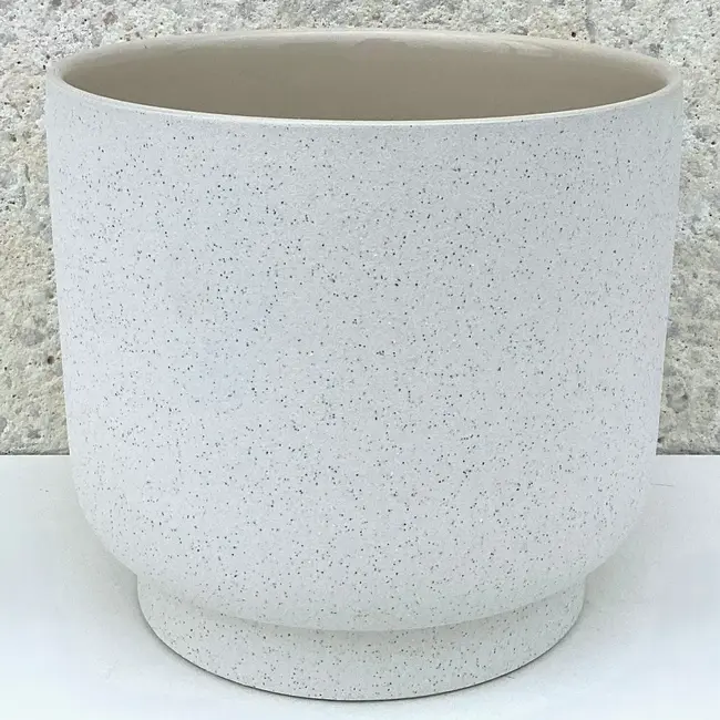 8" Speckled White Ceramic Pot