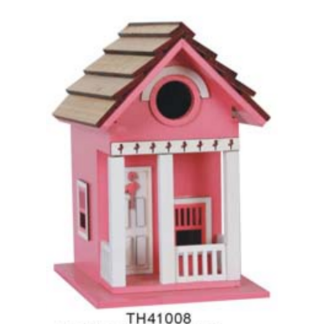 9" Tall Pink Birdhouse