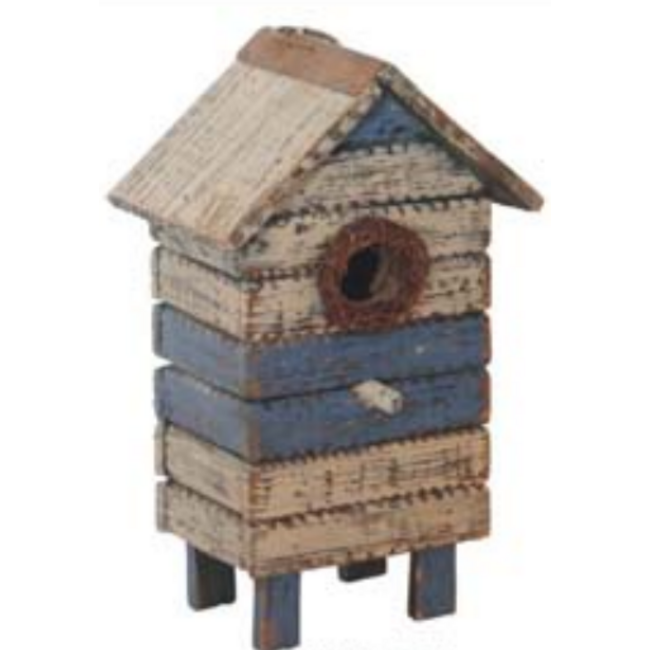 11" Blue/Cream Birdhouse