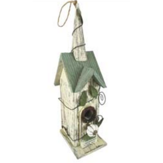 Narrow Cream Birdhouse