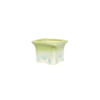 3" Green Dripping Glaze Pot