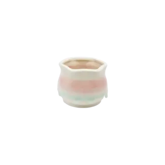 2.75" White/Pink Dripping Lotus Pot