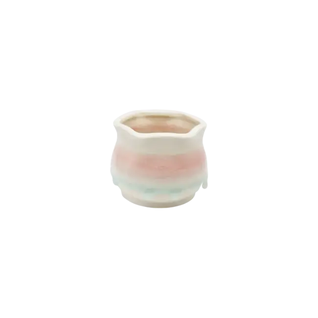 2.75" White/Pink Dripping Lotus Pot