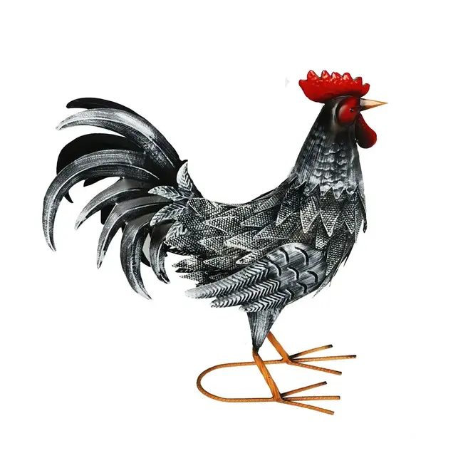 Black & White Metal Rooster