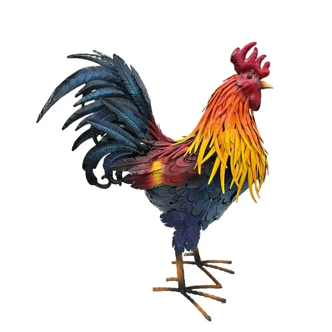 22" Multi-Coloured Metal Rooster