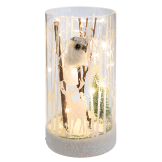 Owl & Xmas Tree Light Up Decor Lg