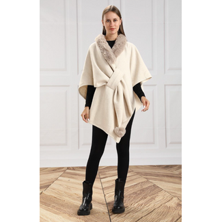 Cream Poncho Wrap w/ Belt