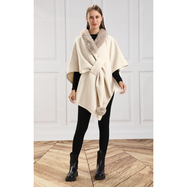 Cream Poncho Wrap w/ Belt