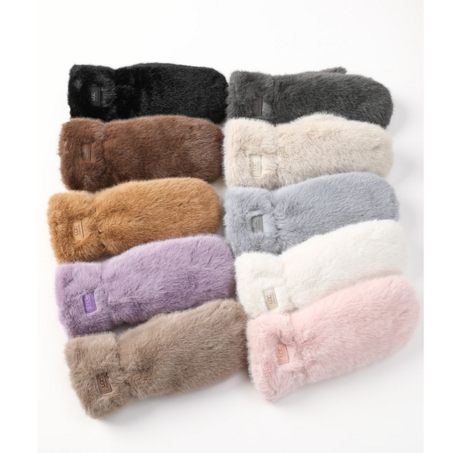 Faux Fur Mittens Asst