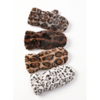 Leopard Print Fleece Mittens