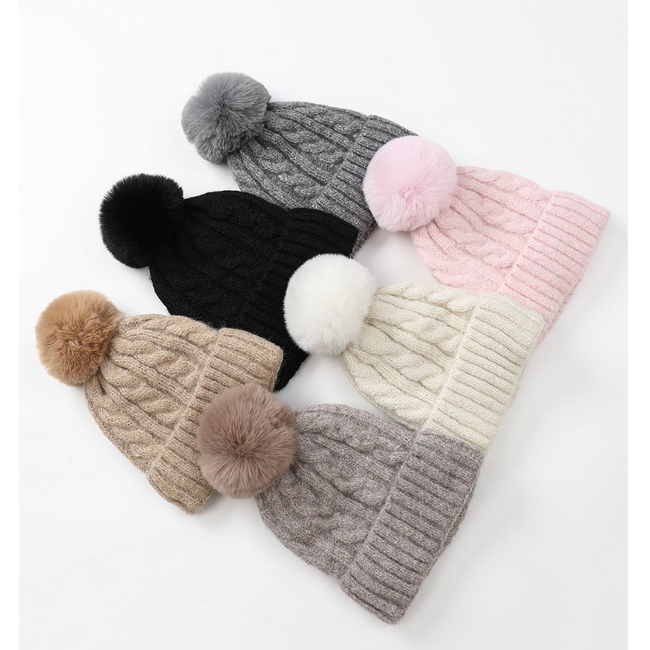 Fleece Knitted Hat Asst