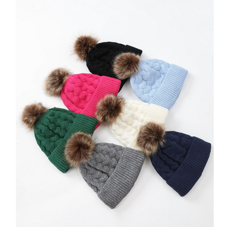 Fleece Knitted Hat Asst