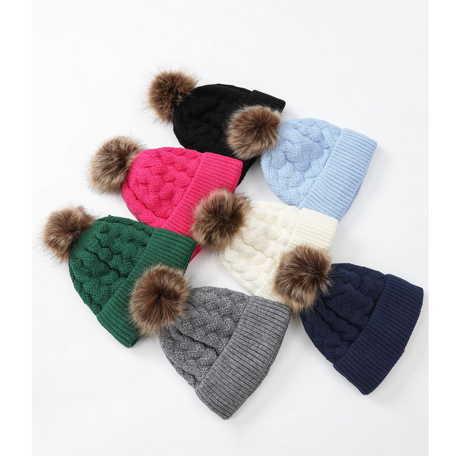 Fleece Knitted Hat Asst