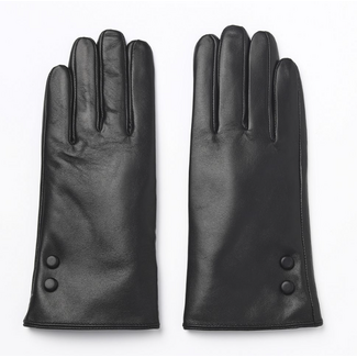 Lambskin Leather Gloves w/ Buttons