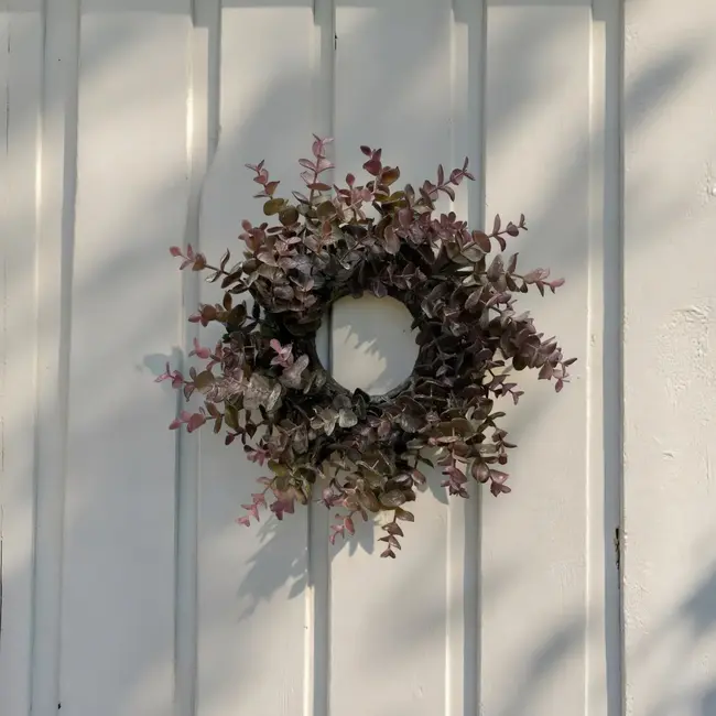 13" Burgundy Eucalyptus Candle Wreath