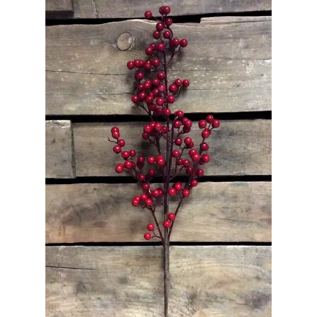 25" Red Outdoor Berry Spray