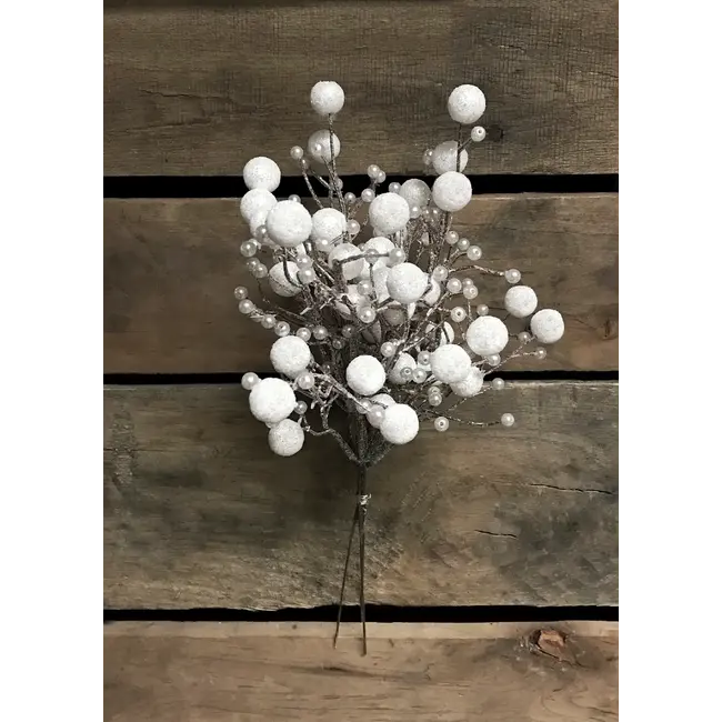 13" White Plastic Beaded Pic