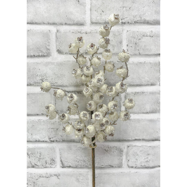 17" Cream Iced Berry Spray