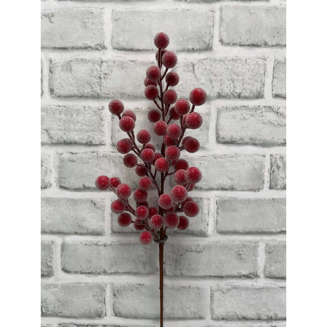 18" Red Sugared Berry Spray