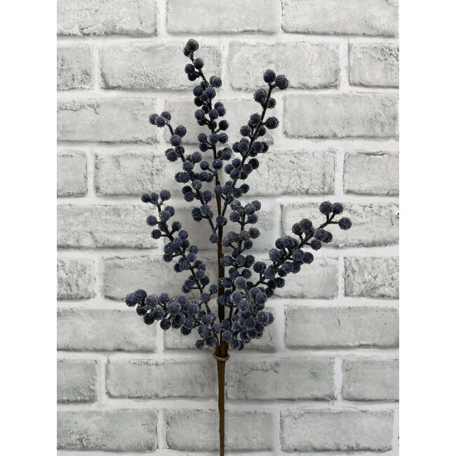 25.5" Blue Sugared Berry Spray
