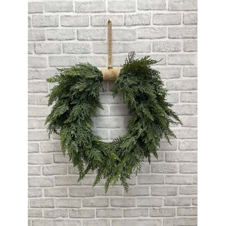 22" Northeren White Cedar Heart Wreath