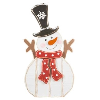 22" White Wooden Snowman