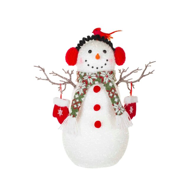 17" Snowman with Cardinal friend