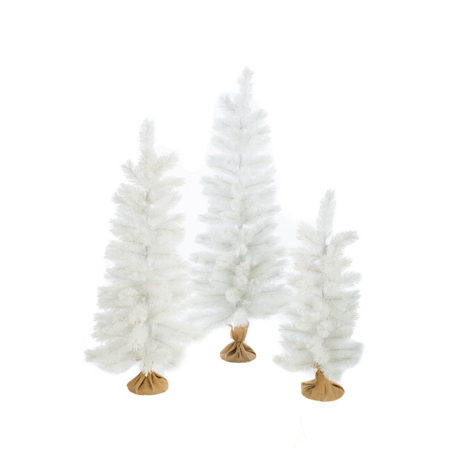 White Glittered Tree w/ Burlap Base