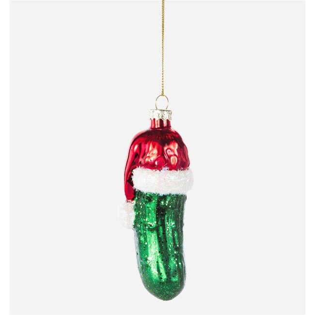 Pickle w/ Xmas Hat Ornament