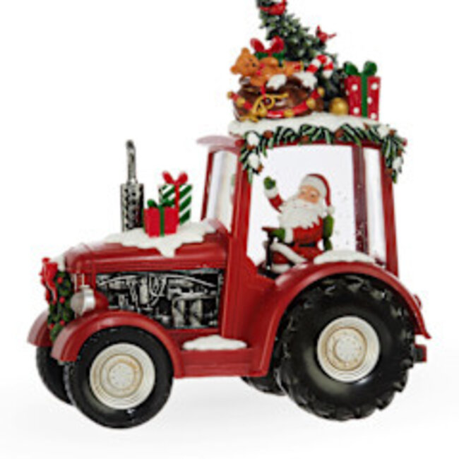 LED Santa Tractor Water Globe