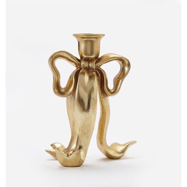 Gold Candle Holder w/Bow